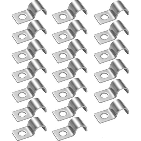 KYLOS Petit Collier De Serrage En U 10 Mm - Collier De Fixation Pour Fixation Conduits Et Câbles Ø 9-10 Mm - Acier Inoxydable - Patte De Fixation Latérale  Lot De 20 Pcs (1/5)