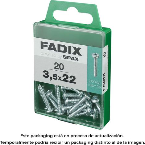 Caja de 20 unidades de tornillo de rosca chapa con cabeza redonda en cinc 3,5x22mm Fadix (1/3)