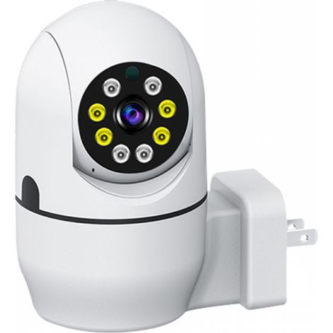 Telecamera di sicurezza domestica wireless Telecamera PTZ plug-in a 360° Telecamera WiFi intelligente con faretto bianco e IR, audio bidirezionale, visione notturna, rilevamento del movimento, scheda (1/5)