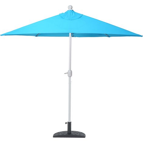 Sombrilla semicircular balcón terraza UV 50+ poliéster/aluminio 3kg 270cm turquesa con pie 040003828