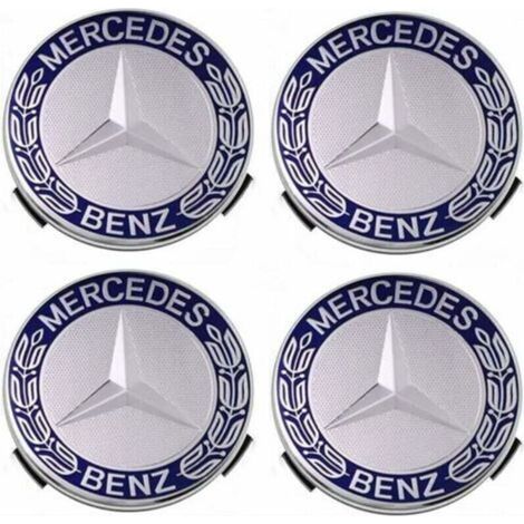 Satz mit 4 Radnabenkappen (75 mm) für Mercedes-Benz – ABS-Kunststoff – Einfache Montage und verbesserte Optik – Farbe: Blau (1/5)