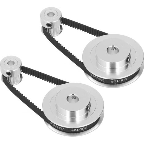 Lot 2 Poulies GT2 Synchrone Aluminium Alliage 60Dents 8mm + 2 Courroies 200mm Largeur 6mm, Roue Dentée 20Dents 5mm pour Imprimante 3D CNC (1/5)