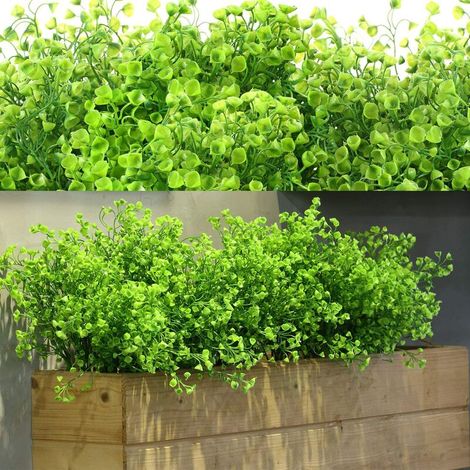 12 Lots Arbustes Artificiels Buissons Fleurs artificielles Résistantes Aux UV d'Extérieur Plantes Fleurs Décoratives pour Arrangement Floral, Centre de Table, Décoration de Jardin Maison (Vert) (1/5)