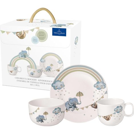 Ensemble de vaisselle pour enfants 3 pièces, Vaisselle en porcelaine, couverts en acier inoxydable, passe au lave-vaisselle et au micro-ondes (1/5)