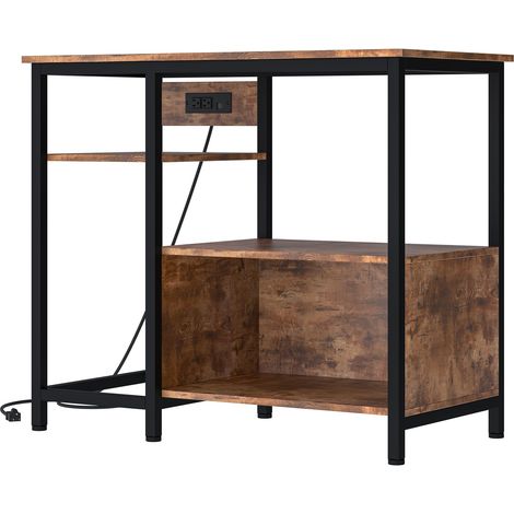 Support aquarium métal panneau particules 4 étagères prise électrique charge 300 kg compatible 40 50 gallons terrarium brun 93 x 48 x 78 cm