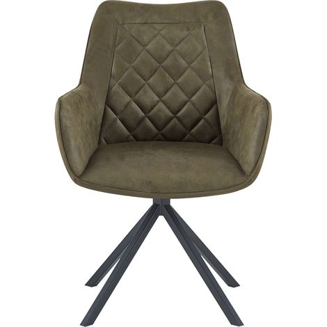 Poltroncina girevole Aeron in ecopelle verde con schienale trapuntato (1/3)