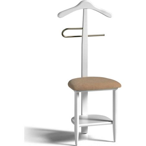Galán 361 con asiento en beige herrajes cromado satinado lacado blanco, 105 cm(alto)45 cm(ancho)41 cm(largo) (1/2)
