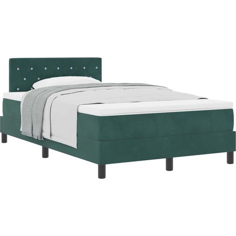 Maison Exclusive - Lit à ressorts avec matelas Vert foncé 120 x 190 cm Velours (1/5)