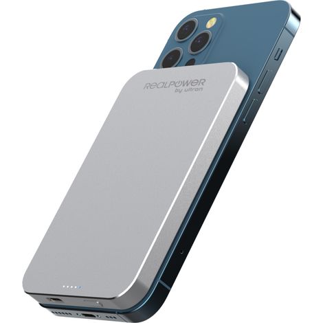 RealPower PB-5000 Mag Polímero de litio 5000 mAh Cargador inalámbrico Plata