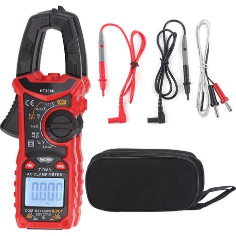 HT206B Stromzangen-Multimeter 600V 600A, Multifunktions-Stromprüfer für elektrische Außenmessungen (1/5)