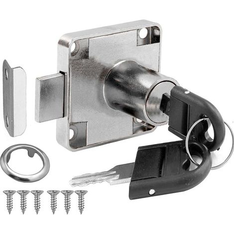 Nockenschloss mit passendem Schlüssel, Sicherheitsschloss für Schränke, Schubladen, Kleiderschränke, Briefkästen, Silber