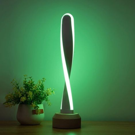 RGB Color Changing Bedside Lamp, Modern and Creative Dimmable LED Table Lamp, Colorful Metal USB Bedroom Desk Lamp, Dimmable Lamp with Wooden Base for Indoor Living Room Decor (1/5)