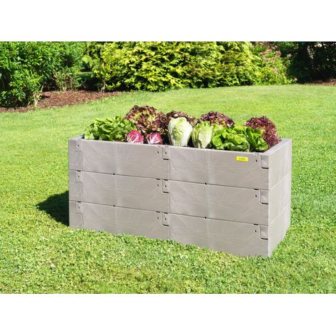 Hochbeet Timber, 130x60x60 cm, aus Kunststoff in braun, Stecksystem