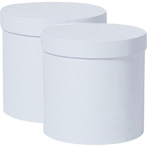 Lot de 2 compositions florales en boîte ronde blanche, idéale pour une demande en mariage, un mariage ou un anniversaire. (1/5)