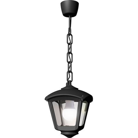 Farol techo con cadena sicar/roby, transparente, e27, negro, 195 x 195 x 700 mm