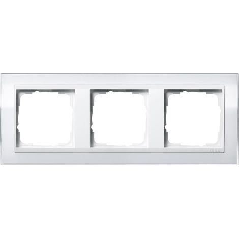 GIRA 0213723 TRIPLE CADRE DE RECOUVREMENT CAS CLAIR BLANC AVEC CADRE BLANC