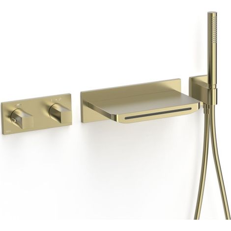 Kit robinet thermostatique encastré 2 voies pour baignoire et douche B-system Cava doré - TRES 30725207CA