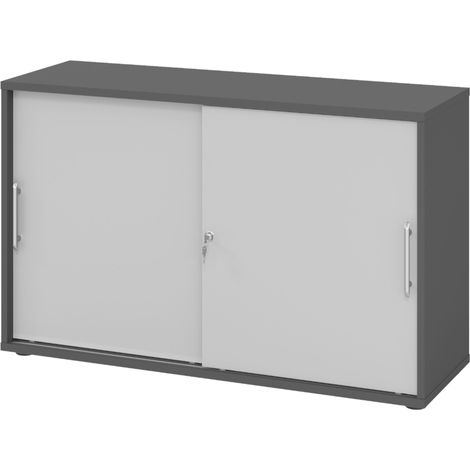 bümö Schiebetürenschrank office - 2 Ordnerhöhen Graphit/Grau (1/5)