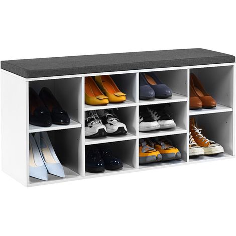 Shoe Bench 10-Cube Storage Bench Cabinet Cube Organizer Rack Cabinet w/Shelves (1/5)