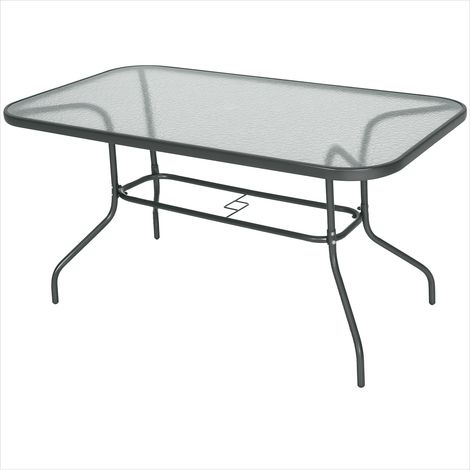 Table de jardin rectangulaire 140 x 80 cm métal verre Gris (1/5)