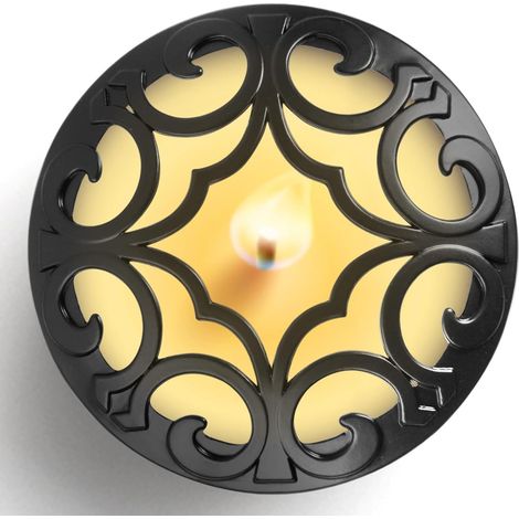 Couvercle Illuma Lid pour Bougie Parfumée, en Métal Élégant Sculpté, Accessoire Décoratif Aidant la Combustion Uniforme et Cadeau Parfait pour Femme et Maison (Espace Noir) (1/5)