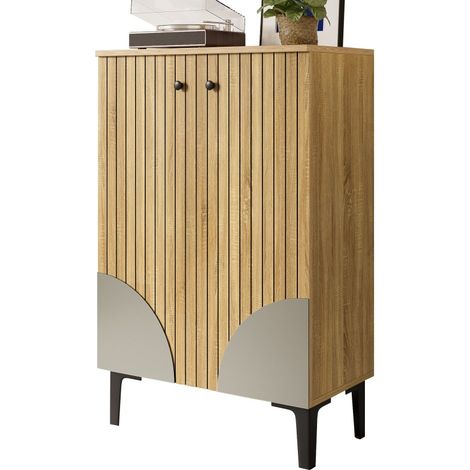 Meuble à chaussures en bois 60 x 32 x 94 cm avec portes et étagères (1/5)