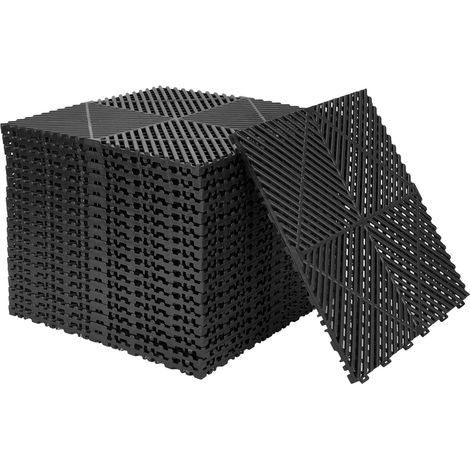 Lot de 20 sols de garage en PP - 40 x 40 cm - Pour garage, intérieur et extérieur, piscines, capacité de charge 3200 kg (3,2 m²) (1/5)