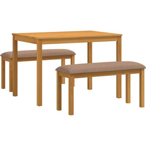 Dining Set 3 pcs Grey Solid Oak Wood vidaXL (1/5)