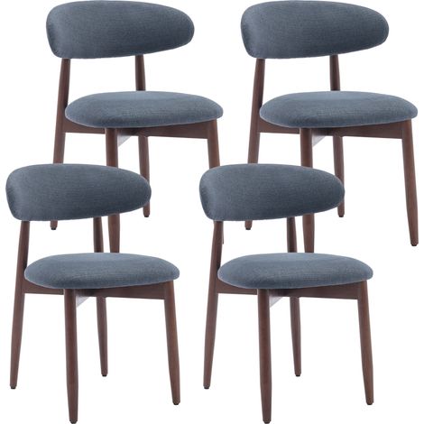 COLAMY 4er Set Esszimmerstühle, robust und elegant, im minimalistischen skandinavischen Stil, ideal für Esszimmer und Küche, Blau