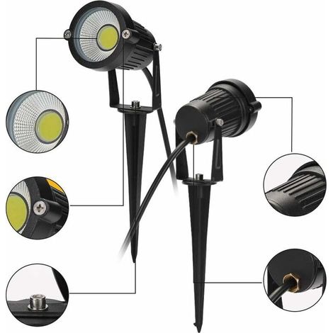 4PCS Éclairage Extérieur à Piquer COB 5W 220V IP65 Étanche Orientable Projecteur Spot Led Lampe de Jardin Éclairage (1/4)