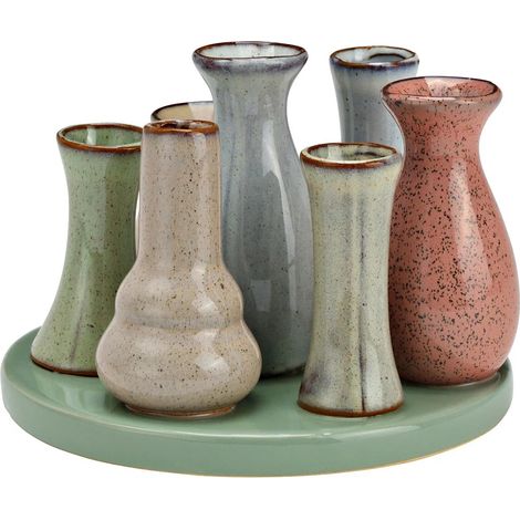 Vase sur plateau 14x10x14cm (1/3)