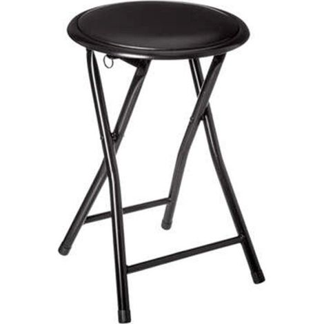 5Five Simply Smart – Tabouret pliant rond 44cm noir – Acier et PVC – Léger 1,35kg – Design moderne pour espaces réduits