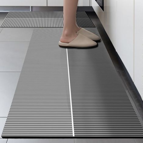 Rayures grises - 3 blocs de terre de diatomées de 50 x 80 cm Tapis de cuisine, tapis de sol absorbant en terre de diatomées, facile à nettoyer, tapis rectangulaire antidérapant pour usage domestique (1/5)