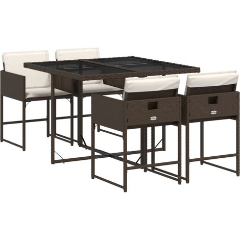 Maison Exclusive - 5-tlg. Garten-Essgruppe mit Kissen Braun Poly
