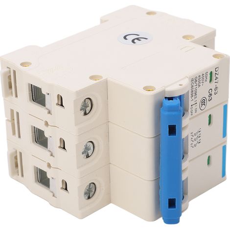 Disjoncteur miniature triphasé DZ47-63 C63 400 V 63 A, montage sur rail DIN, capacité de sectionnement 4500 A (1/5)