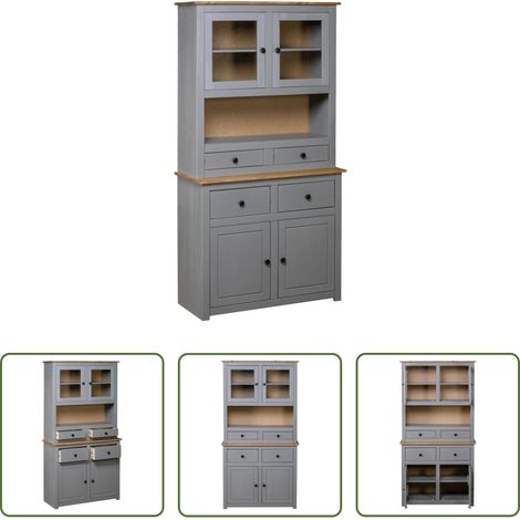 vidaXL Holz Anrichte - Highboard Grau 93x40,5x180 cm Kiefernholz Panama (1/5)