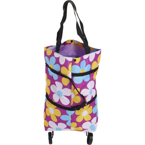 Sac à roulettes pliable pour courses, chariot pliant en toile multifonction pour personnes âgées, bagagerie roulante dépliable (1/5)