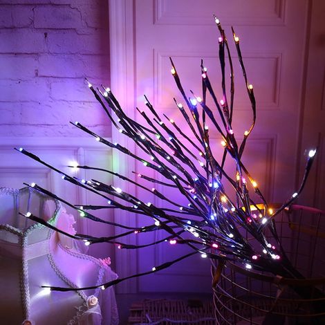 Lampe Branche De Saule - 20 Ampoules Led - 77 Cm - Alimentée Par Piles - Pour Décoration Intérieure Et Extérieure - 1 Pièce (1/5)