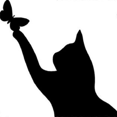 Silhouette décorative en métal noir représentant un chat, à planter dans le jardin ou à décorer pour Halloween. (1/4)