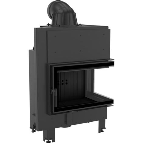 Kamineinsatz aus Stahl KRATKI MBM rechts 10 kW Ø 200 schwarz Verkleidung (1/5)