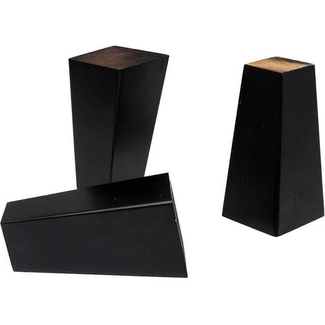 Pieds de meubles carrés en bois noir 4x6x12cm, pieds d'armoire, quincaillerie pour meubles, convient aux canapés, bancs, etc., paquet de 4. (1/5)