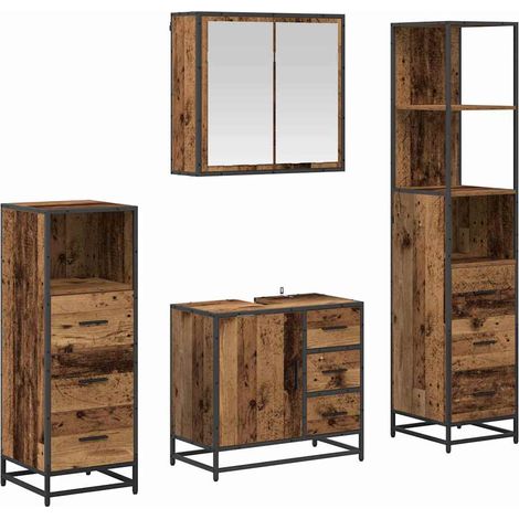 Maison Exclusive - Set di mobili per il bagno con cassetto 4 pcs Legno vecchio