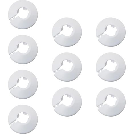 Lot de 10 Rosace Tuyau Chauffage 17mm Blanc Polypropylène Radiateur Conduite Eau Gaz