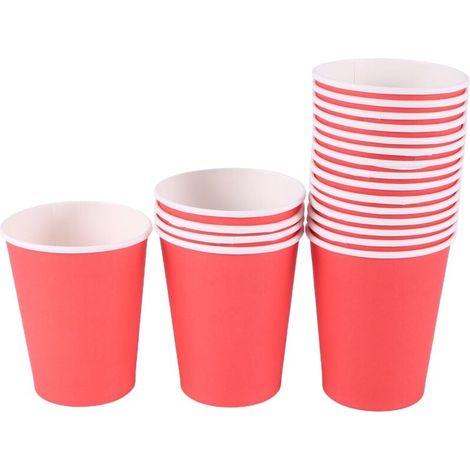 Gobelets en Papier 9 Oz Rouge pour Anniversaire Fête Événement Jetables 20 Pièces (1/4)