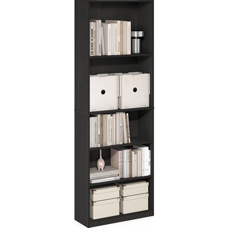 Étagère à Livres, 5 Niveaux, bibliothèque, 9,5 x 24,6 x 71,1 cm, pour Bureau à Domicile, Salon, Couleur Expresso (1/5)