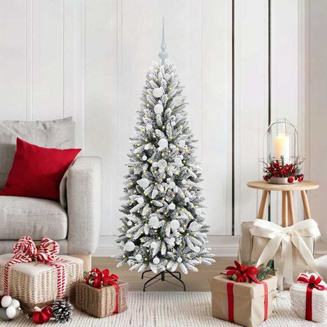 Künstlicher Weihnachtsbaum mit 150 LEDs mit Ständer Weiß 120 cm