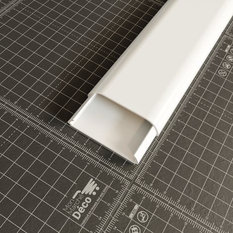 Goulotte TV Cache-Câble Adhésive Arrondie PVC - L. 1,20 m - Blanc (1/4)