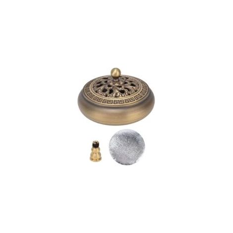 Bruciatore di incenso in bronzo antico con coperchio, ignifugo, interno in cotone, ideale per la decorazione della casa e come regalo artigianale. - Crezuo