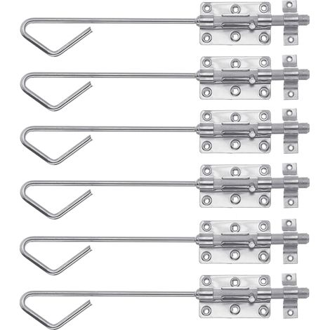 Lot de 6 loquets de serrure à boulon Avec boucle fixée Galvanisé Passivé à couche épaisse Plaque 100 x 60 mm Boulon 16 x 400 mm (1/2)