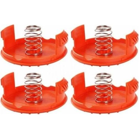 Paquet de 4 couvercles de bobine + 4 pièces de rechange à ressort compatibles avec le coupe-fil BLACK+DECKER RC-100-P (1/5)